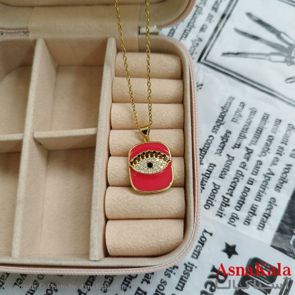 گردنبند چشم نظر طلایی دخترانه استیل با زنجیر 45 سانتی متر کد GNB162064W