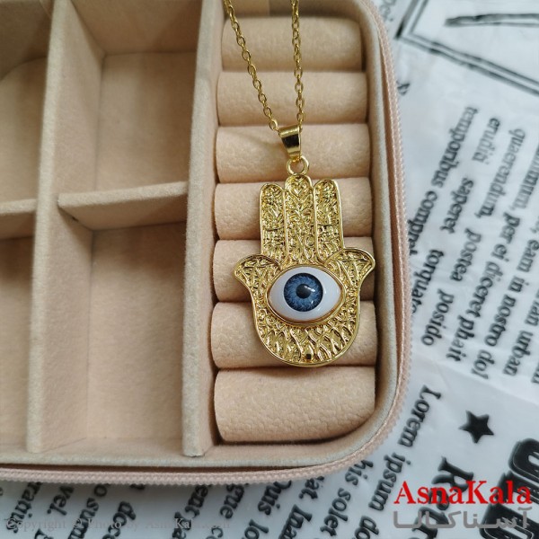 گردنبند چشم طلایی دخترانه استیل با زنجیر 45 سانتی متر کد GNB162066W