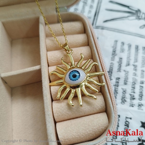 گردنبند چشم طلایی دخترانه استیل با زنجیر 45 سانتی متر کد GNB162068W