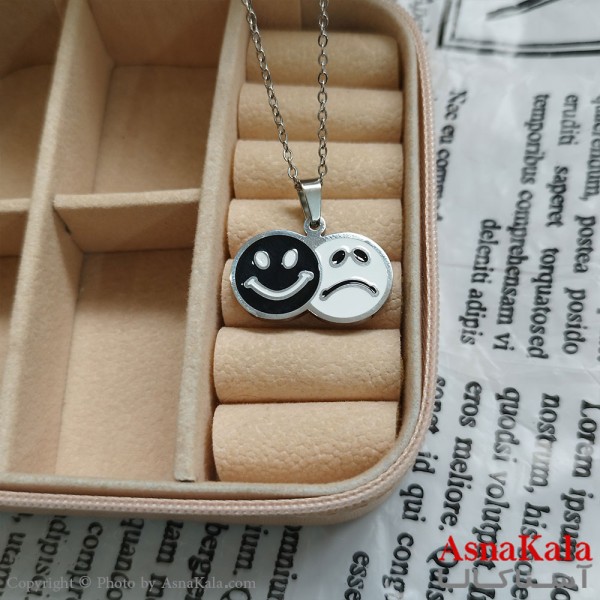 گردنبند شادی و غم دخترانه استیل با زنجیر 45 سانتی متر کد GNB162073W