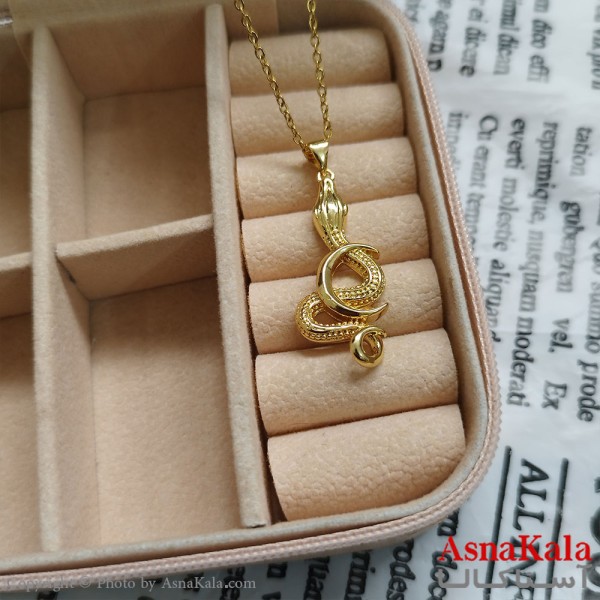 گردنبند مار طلایی دخترانه استیل با زنجیر 45 سانتی متر کد GNB162074W