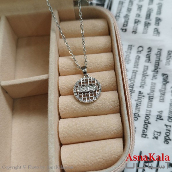 گردنبند نقره ای دخترانه استیل با زنجیر 45 سانتی متر کد GNB162075W