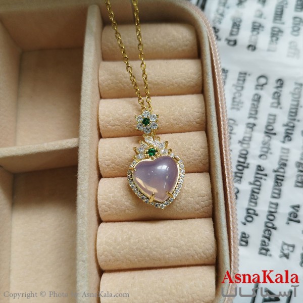 گردنبند قلب طلایی دخترانه استیل با زنجیر 45 سانتی متر کد GNB162078W