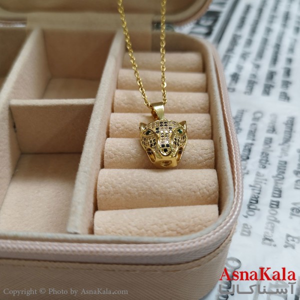 گردنبند ببر طلایی دخترانه استیل با زنجیر 45 سانتی متر کد GNB162082W