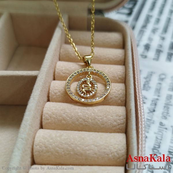 گردنبند مار طلایی دخترانه استیل با زنجیر 45 سانتی متر کد GNB162083W