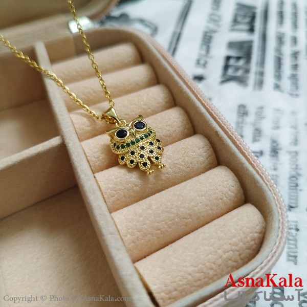 گردنبند جغد طلایی دخترانه استیل با زنجیر 45 سانتی متر کد GNB162084W