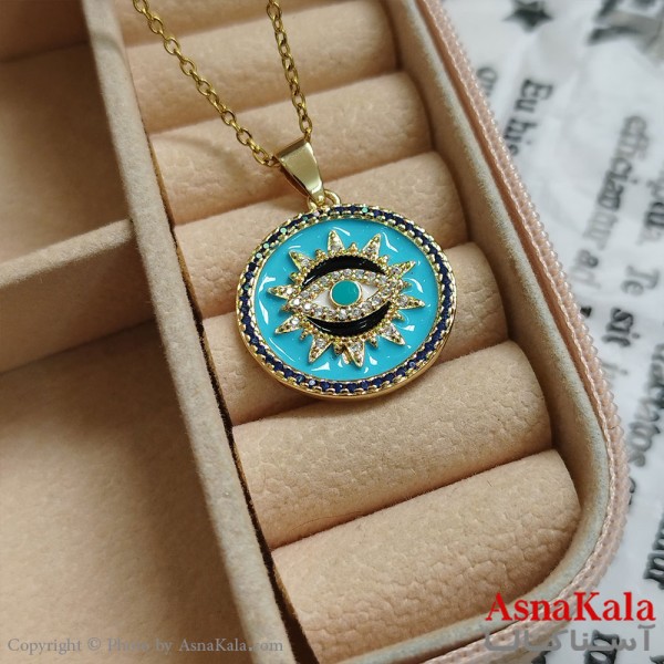 گردنبند چشم طلایی دخترانه استیل با زنجیر 45 سانتی متر کد GNB162088W