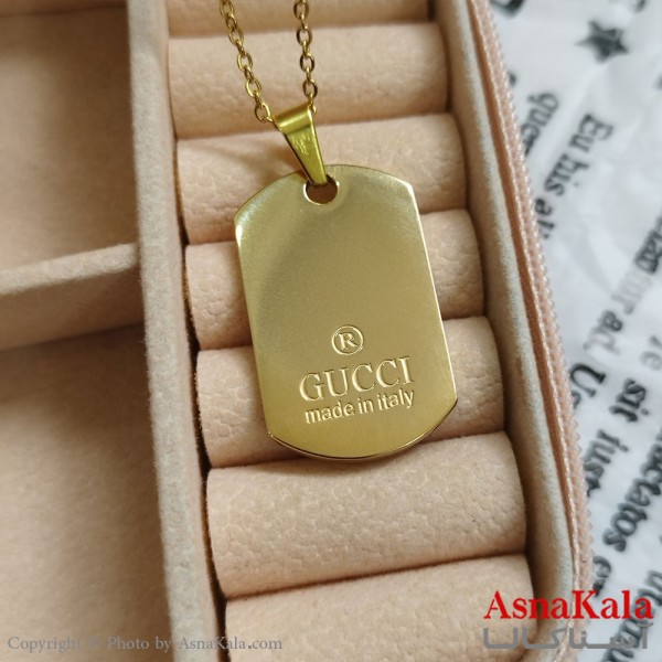 گردنبند گوچی طلایی دخترانه استیل با زنجیر 45 سانتی متر کد GNB162090W