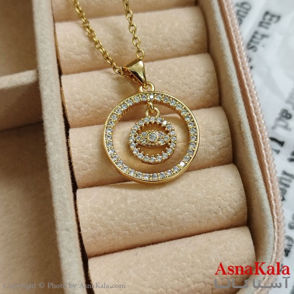 گردنبند چشم طلایی دخترانه استیل با زنجیر 45 سانتی متر کد GNB162097W