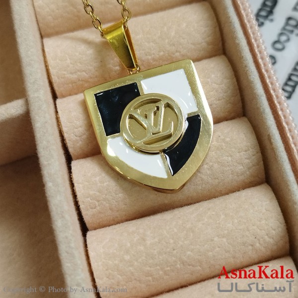 گردنبند LV طلایی دخترانه استیل با زنجیر 45 سانتی متر کد GNB162112W
