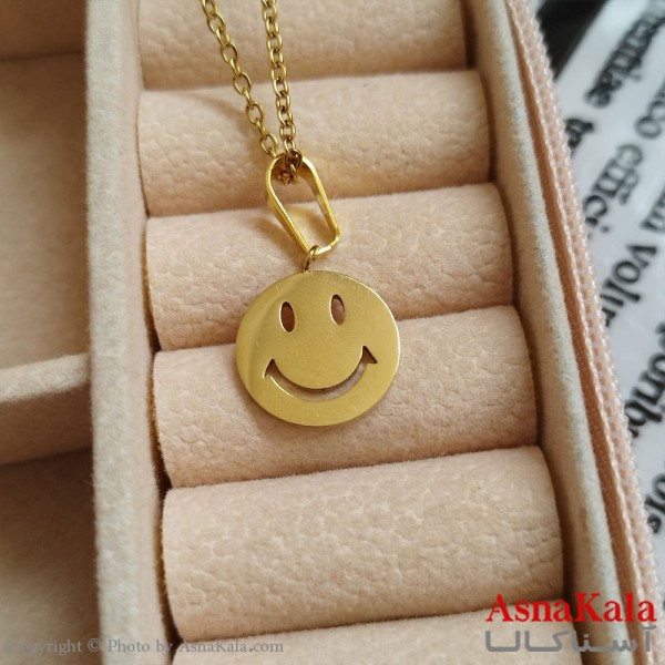 گردنبند لبخند طلایی دخترانه استیل با زنجیر 45 سانتی متر کد GNB162128W