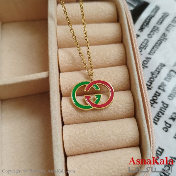 گردنبند گوچی طلایی دخترانه استیل با زنجیر 45 سانتی متر کد GNB162131W