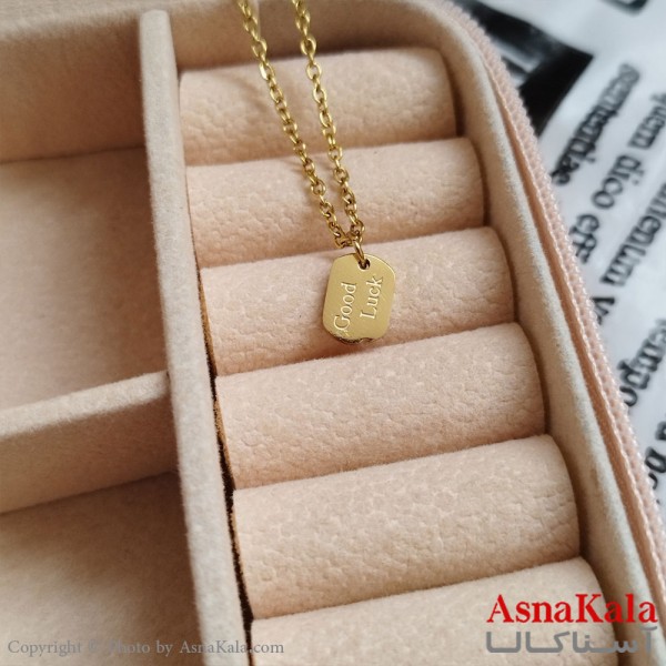 گردنبند خوش شانسی طلایی دخترانه استیل با زنجیر 45 سانتی متر کد GNB162134W