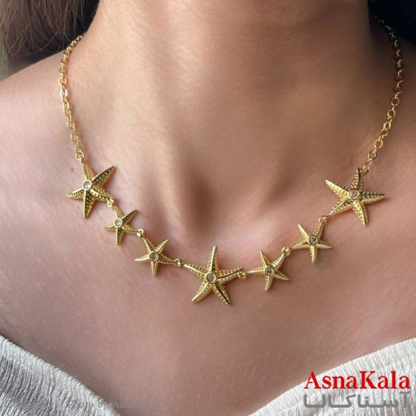 گردنبند ستاره طلایی دخترانه استیل کد GNB162142W