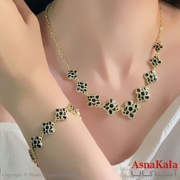 نیم ست زنانه شامل گردنبند و دستبند ترند رنگ طلایی کد NIM141062W