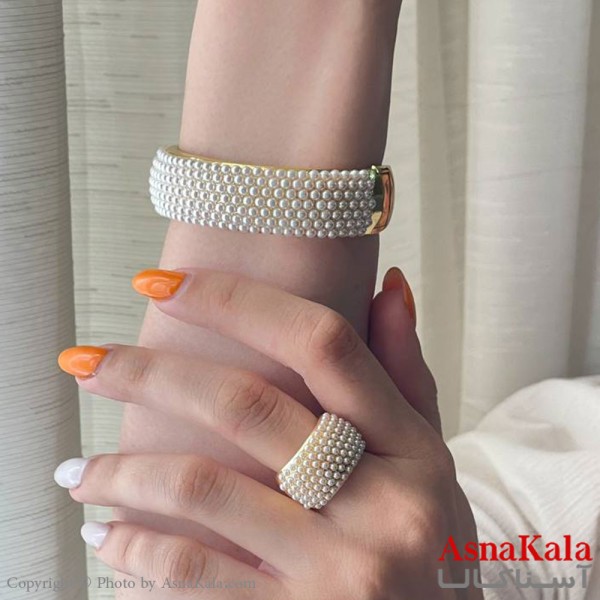 ست زنانه مروارید شامل  بنگل و انگشتر کد NIM141063W