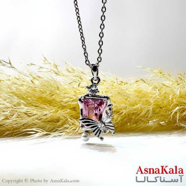 گردنبند نقره ای دخترانه استیل کد GNB162154W