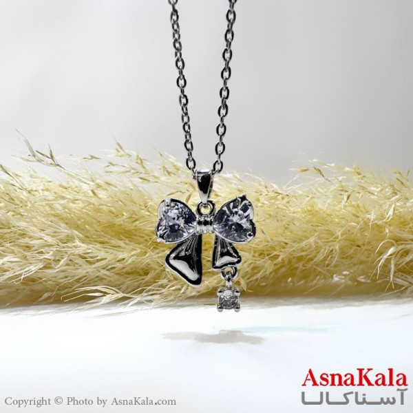 گردنبند نقره ای دخترانه استیل کد GNB162156W