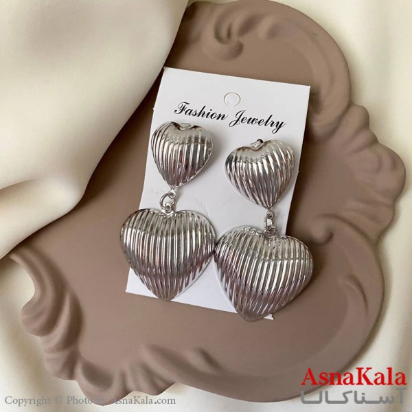 گوشواره فشن طرح آینه ای رنگ نقره ای کد GSH152053W