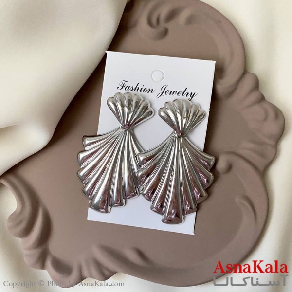 گوشواره فشن طرح آینه ای رنگ نقره ای کد GSH152055W