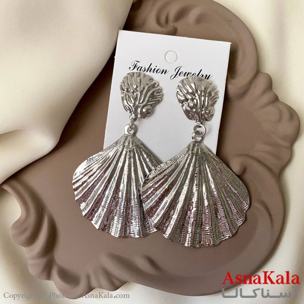 گوشواره فشن طرح آینه ای رنگ نقره ای کد GSH152057W