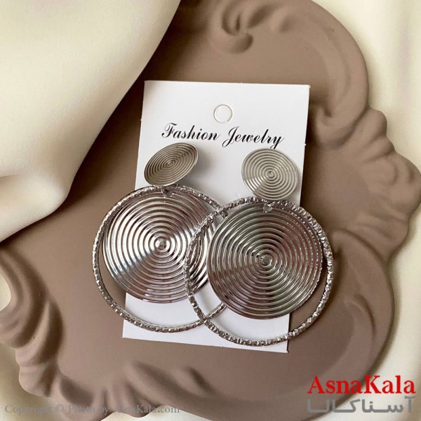 گوشواره فشن طرح آینه ای رنگ نقره ای کد GSH152058W