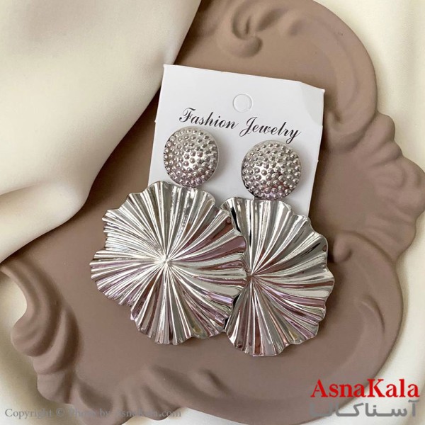 گوشواره فشن طرح آینه ای رنگ نقره ای کد GSH152064W