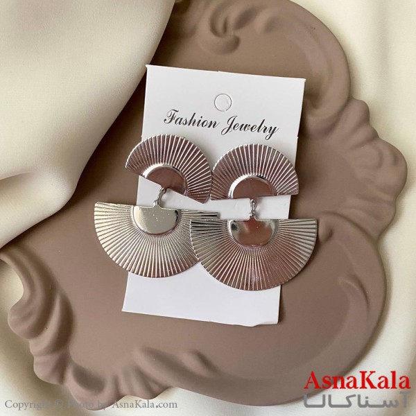 گوشواره فشن طرح آینه ای رنگ نقره ای کد GSH152065W