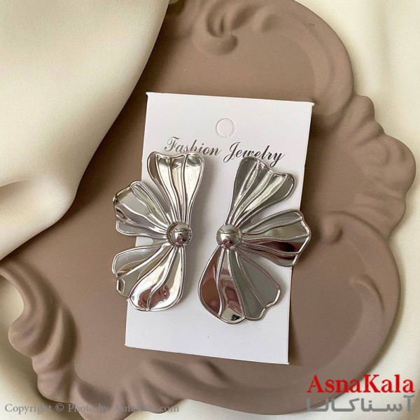 گوشواره فشن طرح آینه ای رنگ نقره ای کد GSH152066W