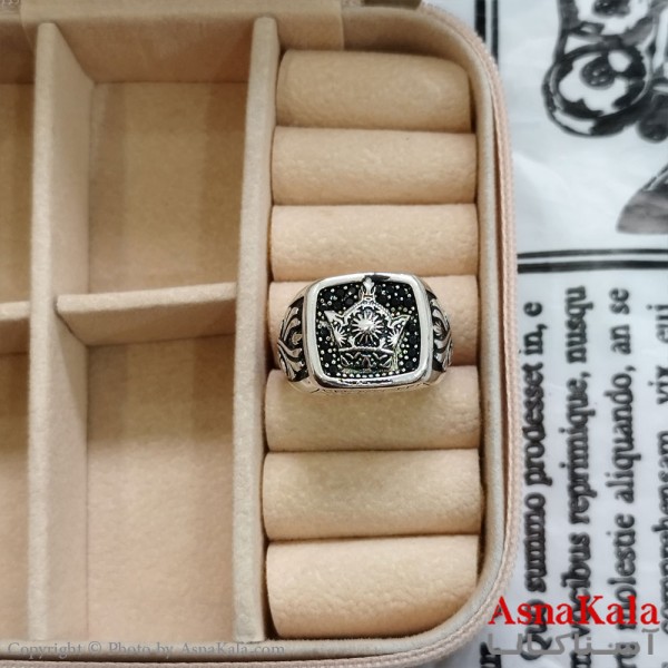 انگشتر نقره روس مردانه تاج کد ANG191125W