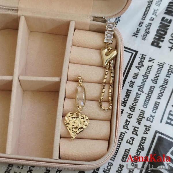 گوشواره جواهری مدل آویز نگیندار رنگ طلایی کد GSH152085W