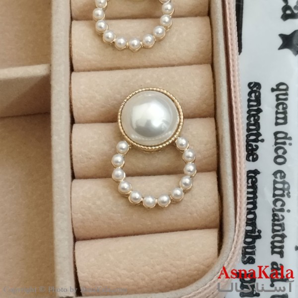 گوشواره مروارید جواهری مدل آویز نگیندار رنگ طلایی کد GSH152096W