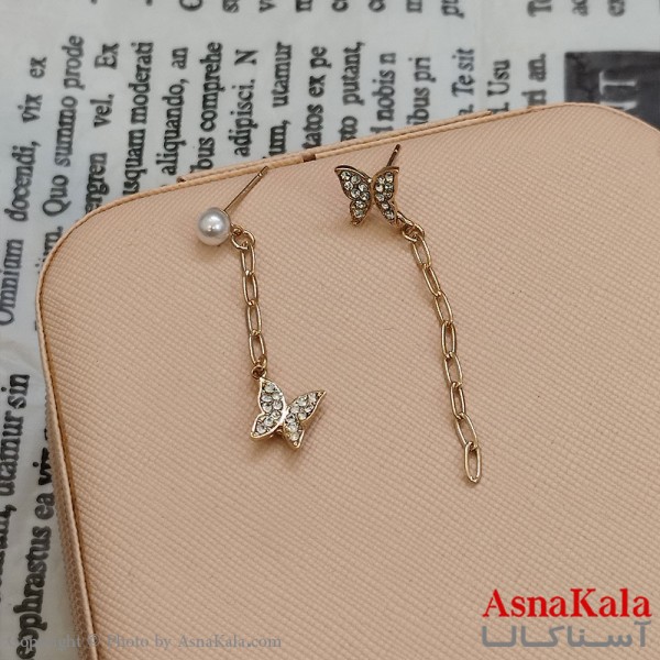 گوشواره پروانه رنگ طلایی کد GSH152140W
