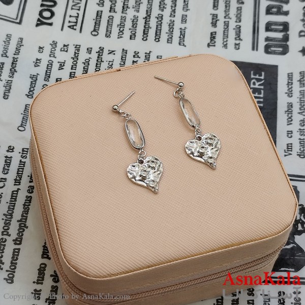 گوشواره جواهری مدل آویز نگیندار رنگ نقره ای کد GSH152149W