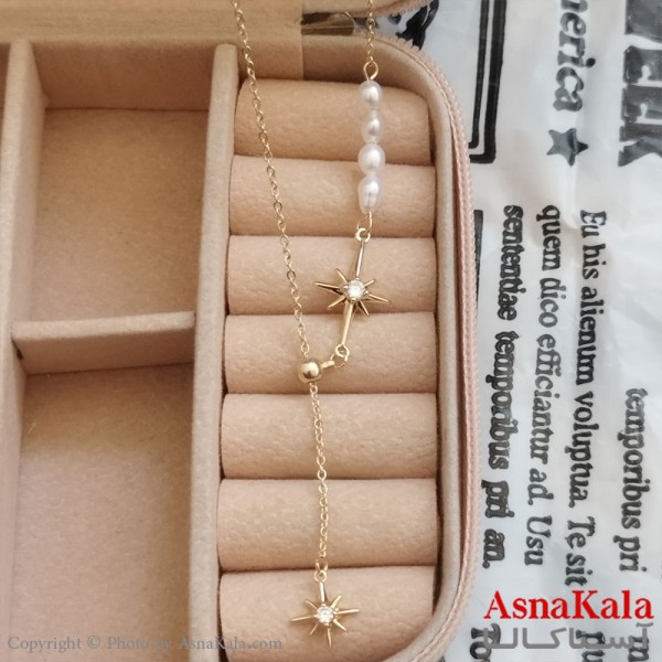 گردنبند مروارید طلایی دخترانه استیل کد GNB162173W