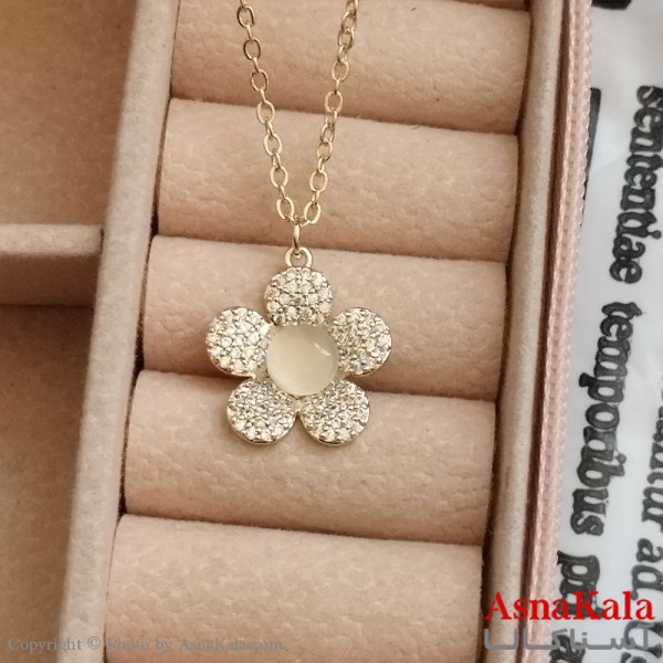 گردنبند گل طلایی دخترانه استیل کد GNB162174W