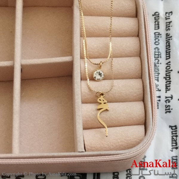 گردنبند دولاین هیچ طلایی دخترانه استیل کد GNB162182W