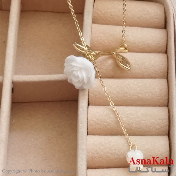 گردنبند گل رز طلایی دخترانه استیل کد GNB162184W