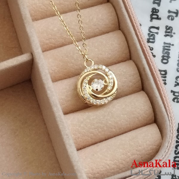 گردنبند نگیندار طلایی دخترانه استیل کد GNB162186W