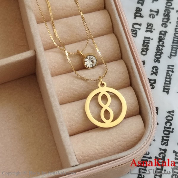 گردنبند دولاین بی نهایت طلایی دخترانه استیل کد GNB162192W