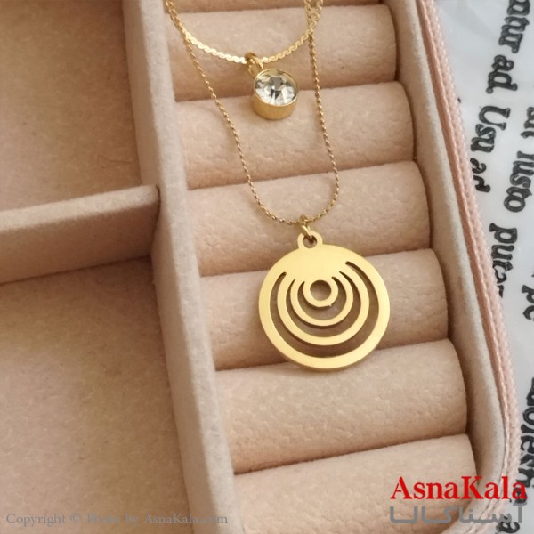 گردنبند دولاین دایره طلایی دخترانه استیل کد GNB162195W