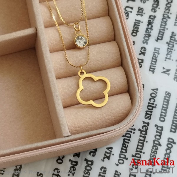 گردنبند دولاین ونکلیف طلایی دخترانه استیل کد GNB162196W