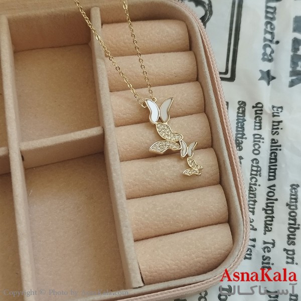 گردنبند پروانه طلایی دخترانه استیل کد GNB162202W