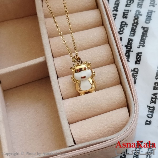 آویز گاو طلایی دخترانه استیل کد GNB162203W