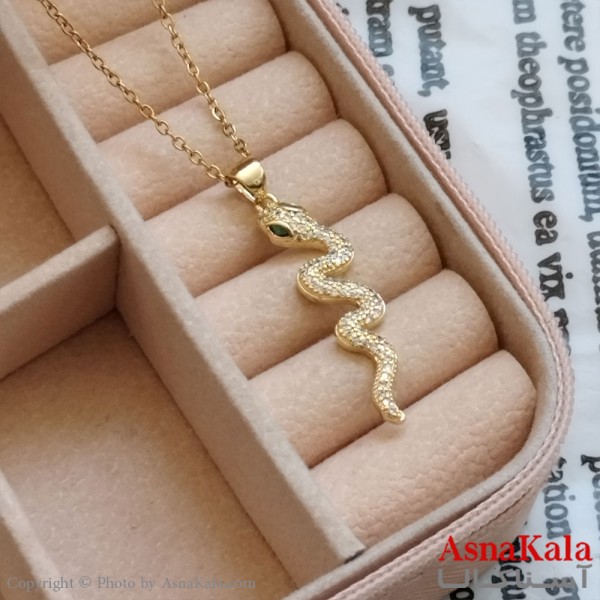 آویز مار طلایی دخترانه استیل کد GNB162212W