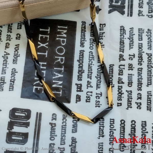زنجیر کبریتی طلایی مشکی استیل 50 سانتی متر  کد GNB162233W