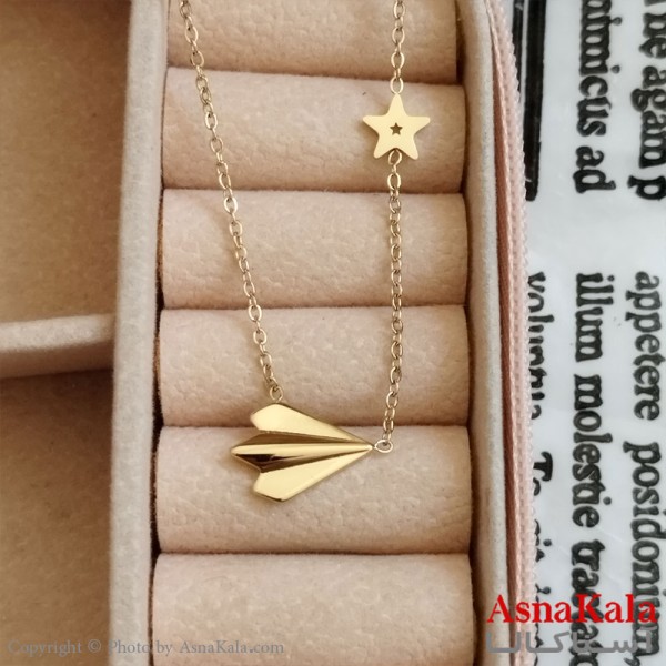 گردنبند طلایی دخترانه استیل کد GNB162244W