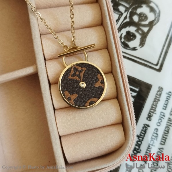 گردنبند قفل تی طلایی دخترانه استیل کد GNB162245W