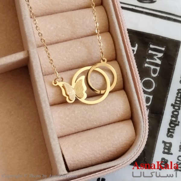 گردنبند پروانه طلایی دخترانه استیل کد GNB162248W