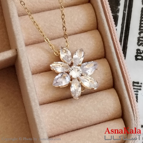 گردنبند نگیندار طلایی دخترانه استیل کد GNB162255W